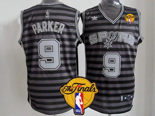 Black/Grey Spurs #9 Tony Parker  Groove Finals Patch Stitched NBA Jersey